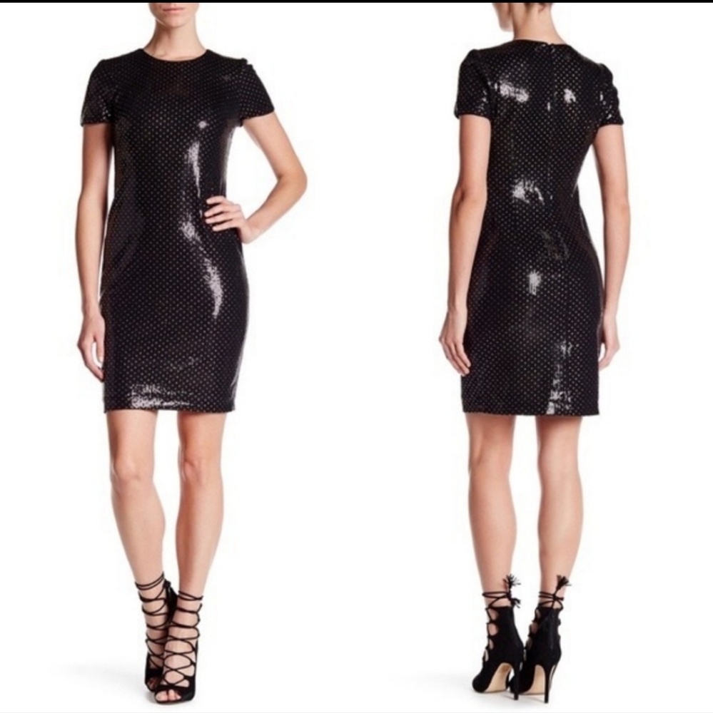 Nicole By Nicole Miller‎ Sequin Dress Size 8 Black LBD New years holiday
